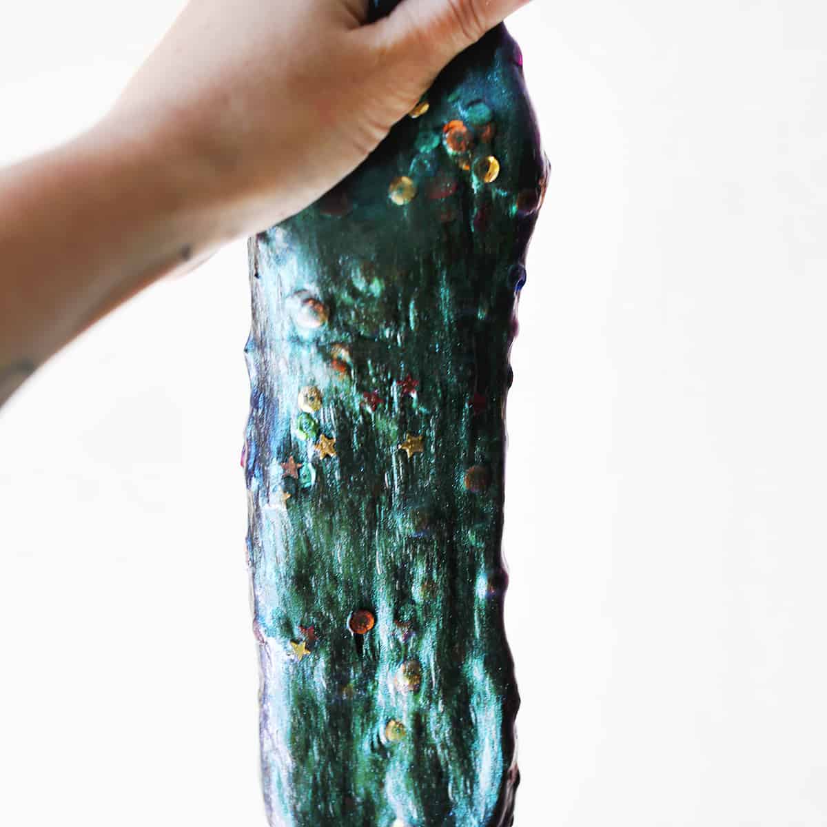 hand stretching slime. 