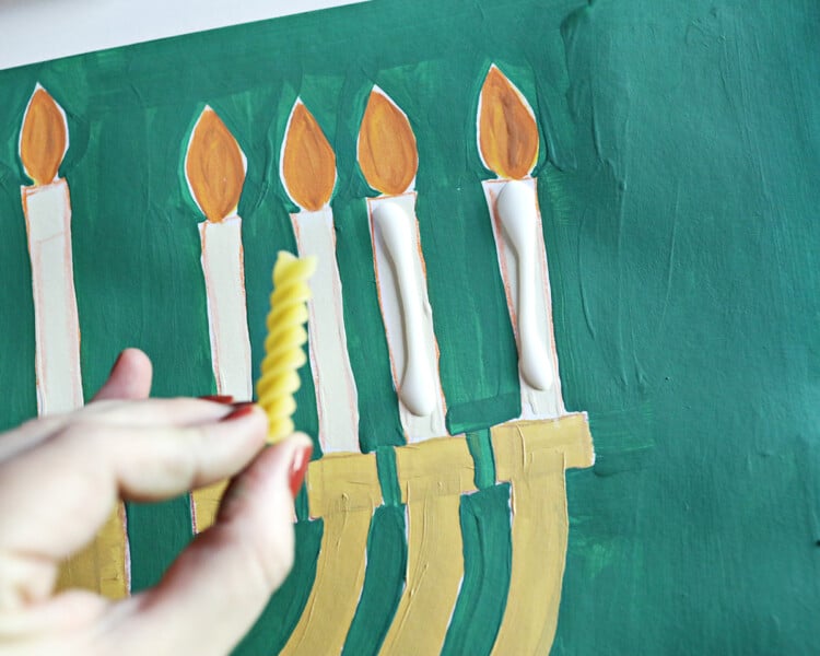 Hanukkah Craft - A Pasta and Lentil Menorah - Childhood Magic