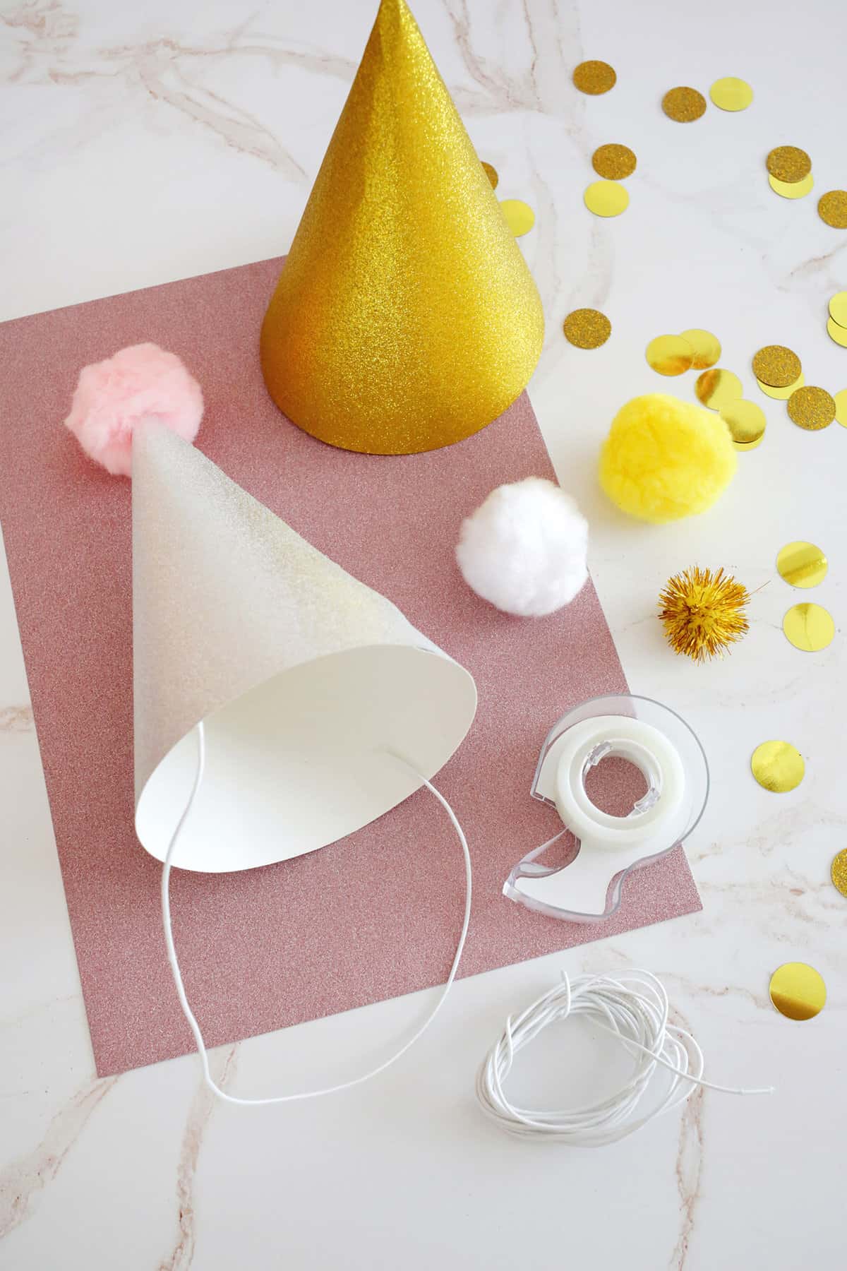 attaching elastic to bottom of party hat