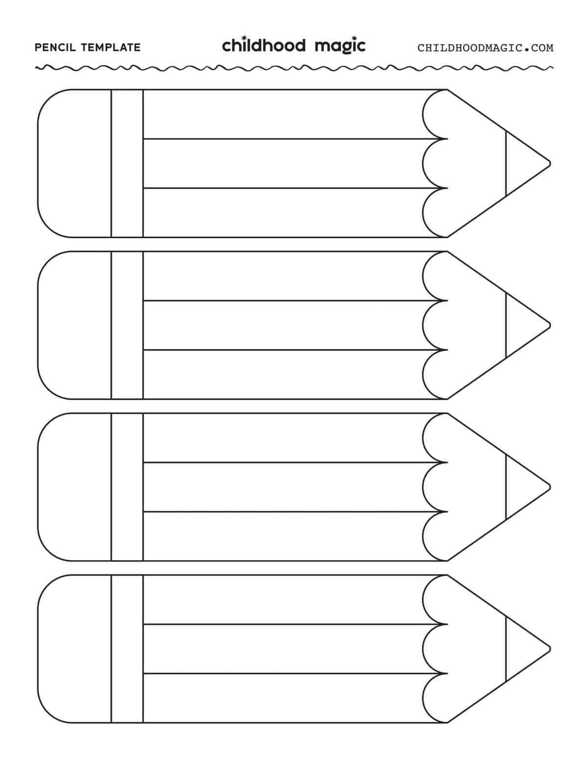 Pencil Template Free Printable Outline Childhood Magic