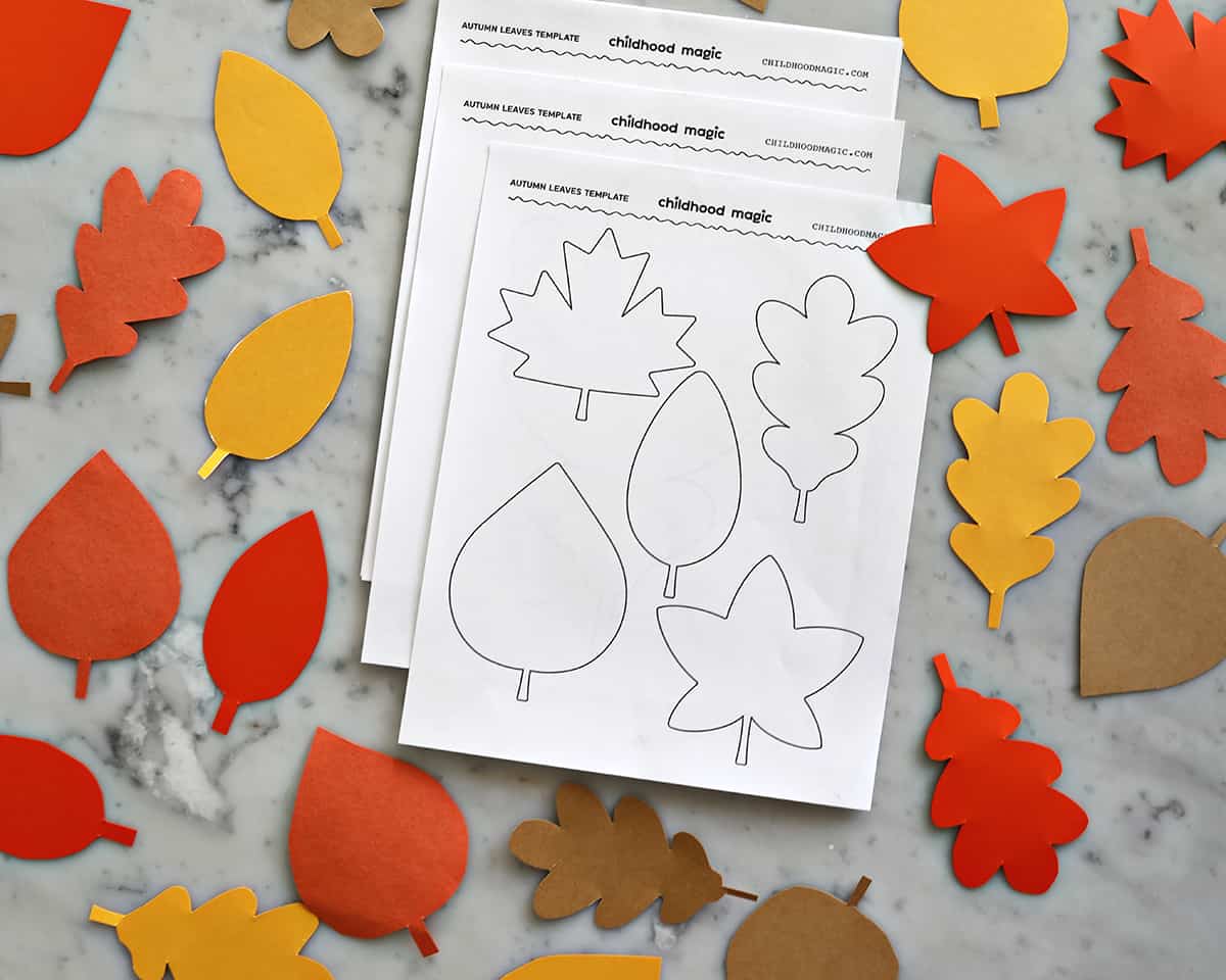 Scrap Paper Fall Leaf (Free Printable) - Little Learning Club