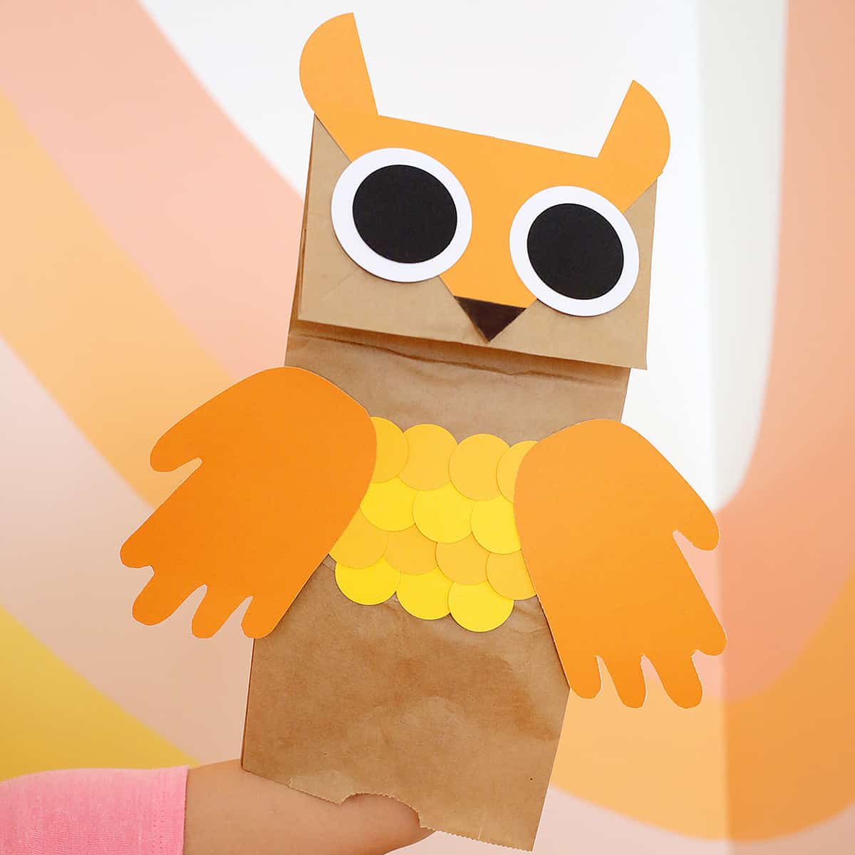 owl paper bag puppet