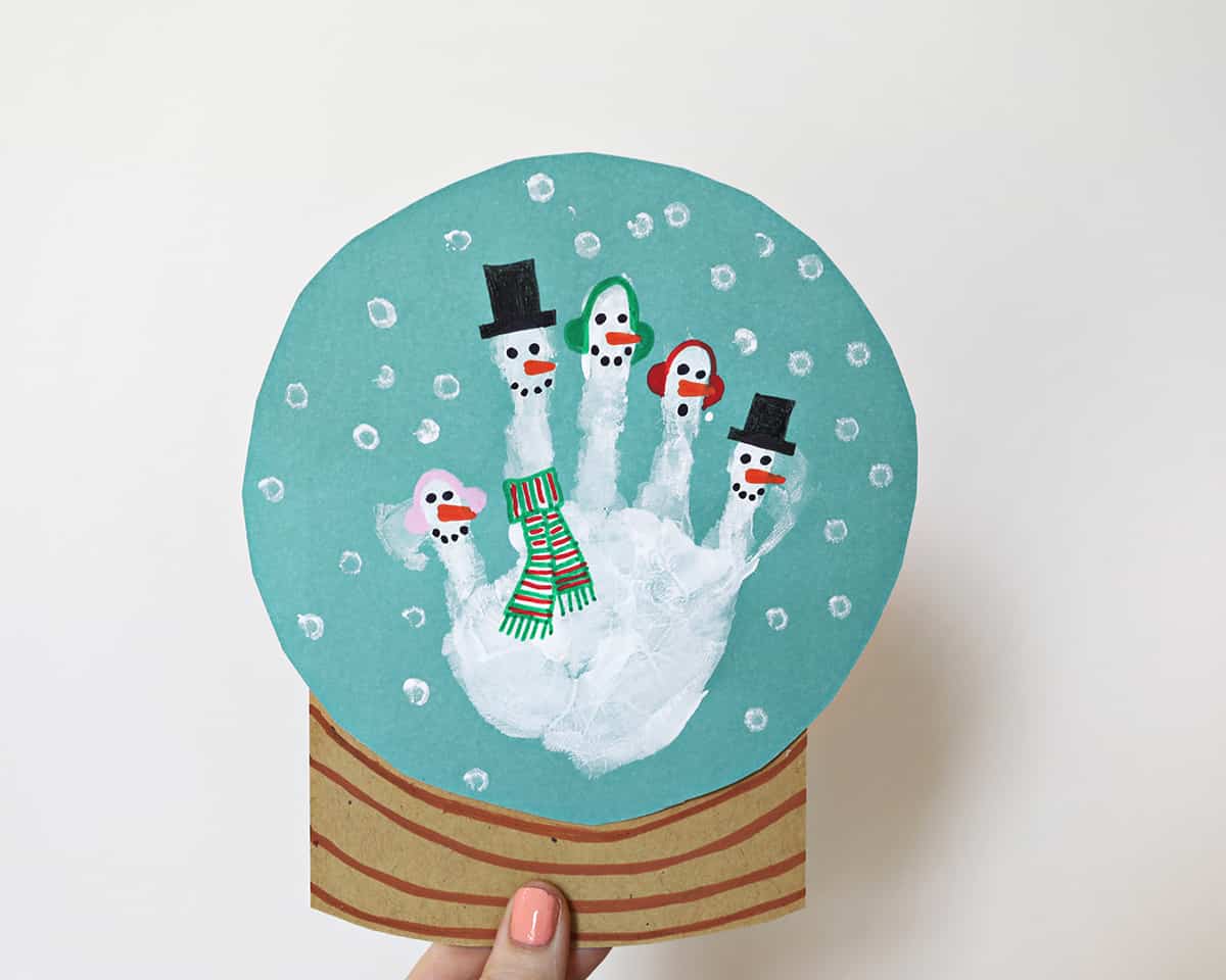 Snowman handprint paper craft. 