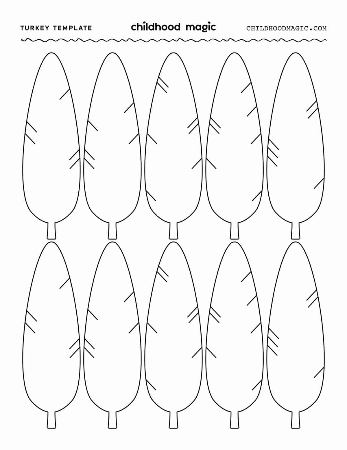 Turkey Feathers: Pattern  Printable Arts and Crafts, Skills Sheets