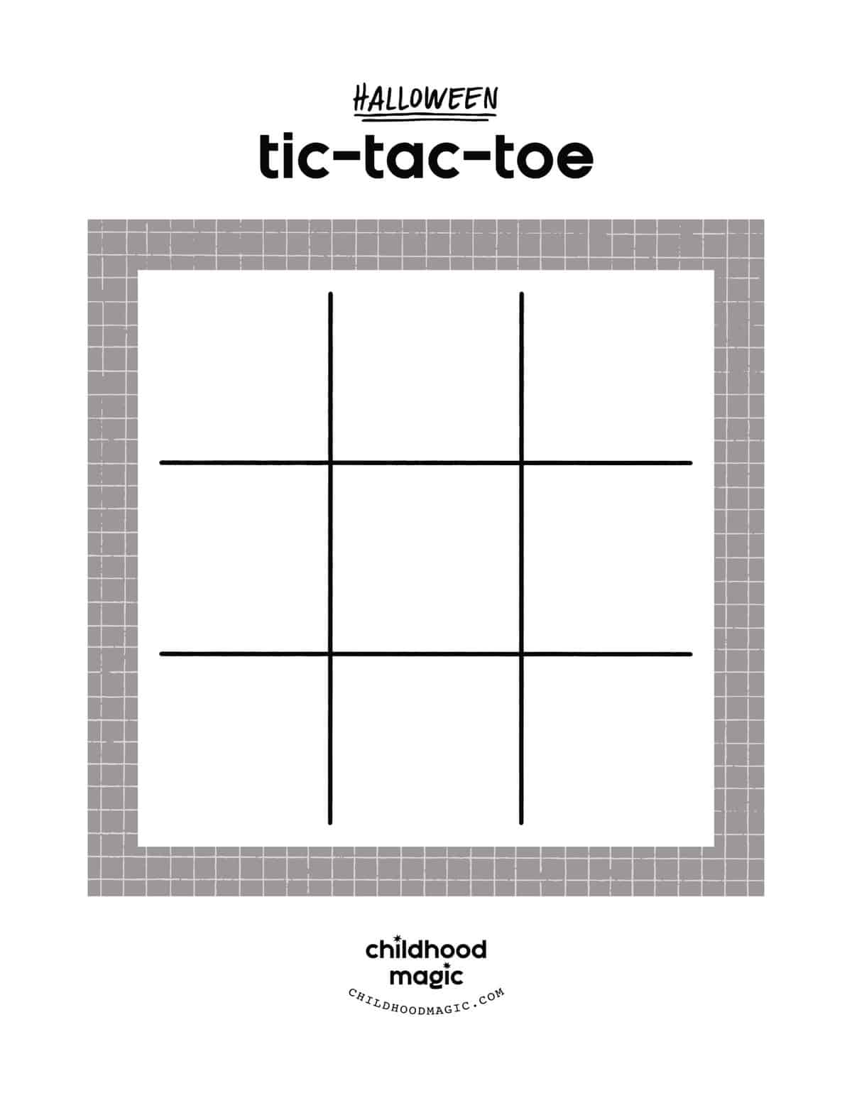 Tic Tac Toe – Black and White – Tim's Printables