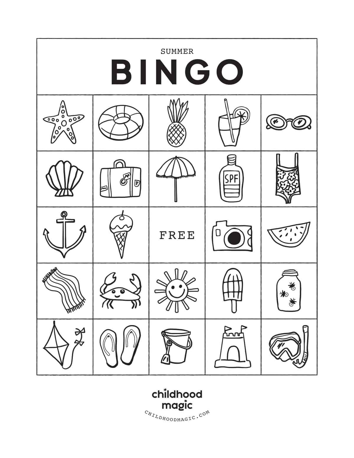 Summer Bingo Free Printable Game Childhood Magic