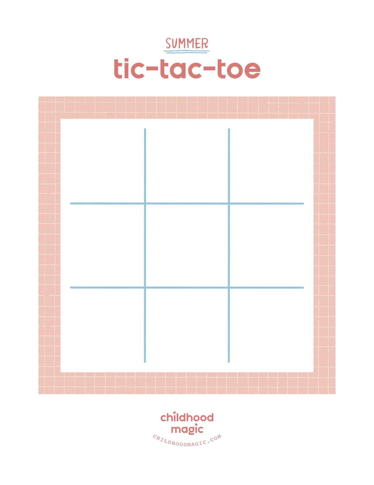 printable tic tac toe board in full color. 