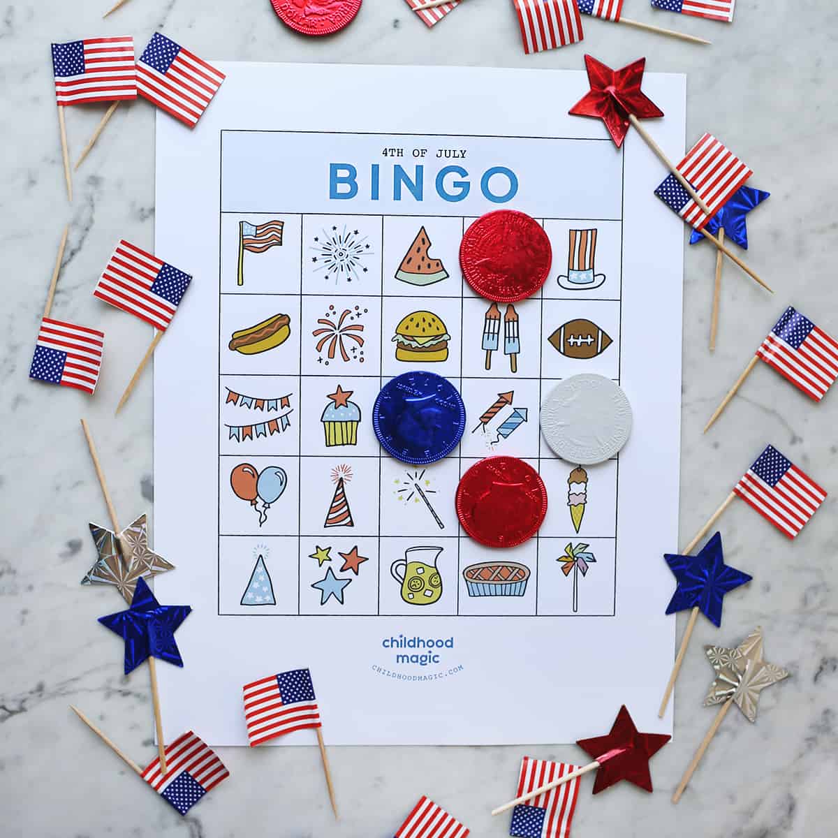 4th of July Bingo Free Printable Game Childhood Magic