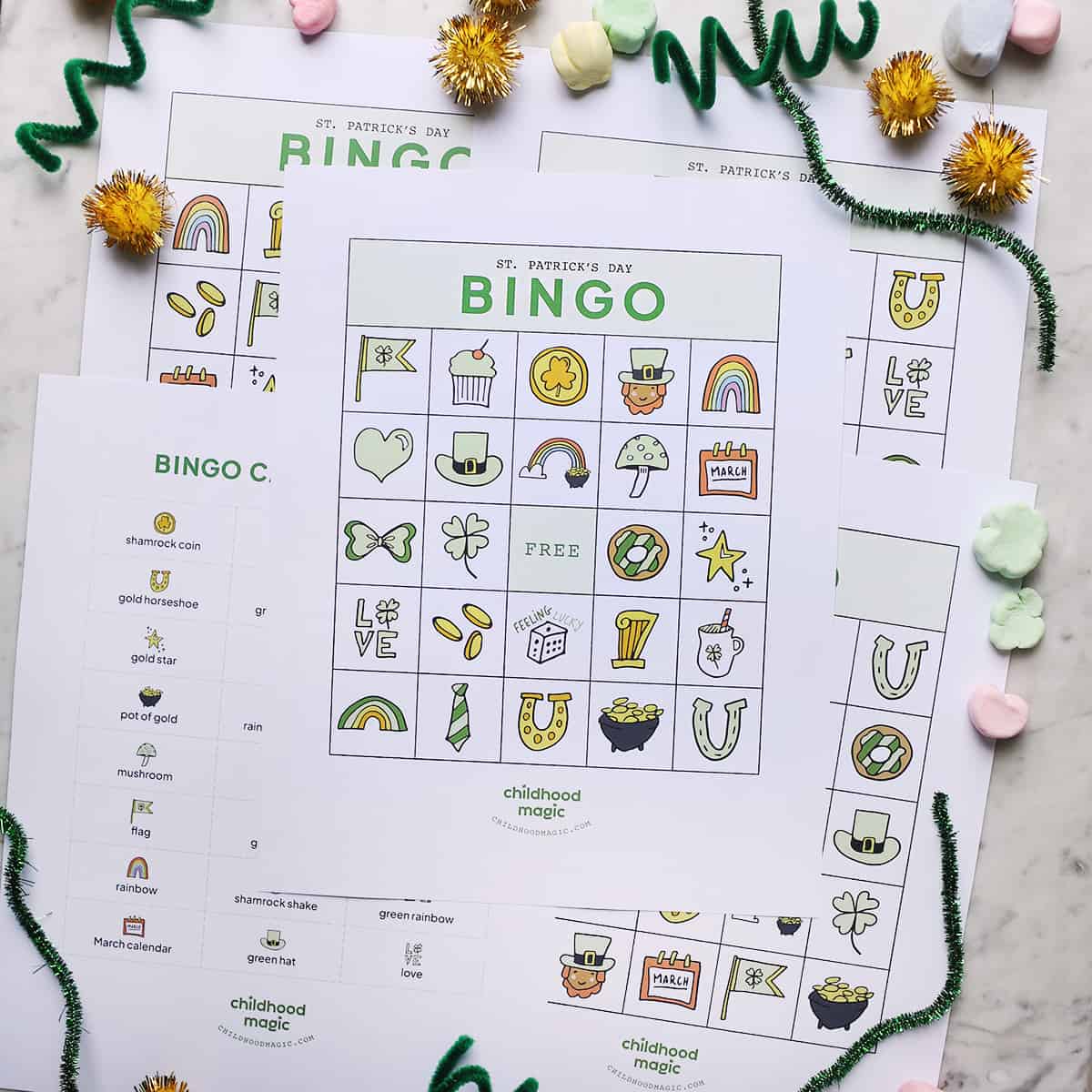 Printable St. Patrick's Day bingo card. 