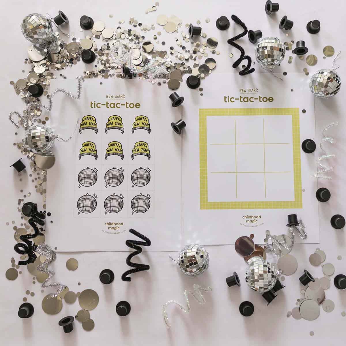 Printable New Year's themed tic tac toe boards. 
