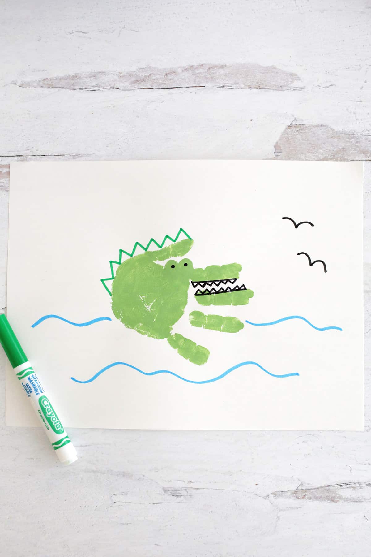 alligator handprint animal crafts for kids