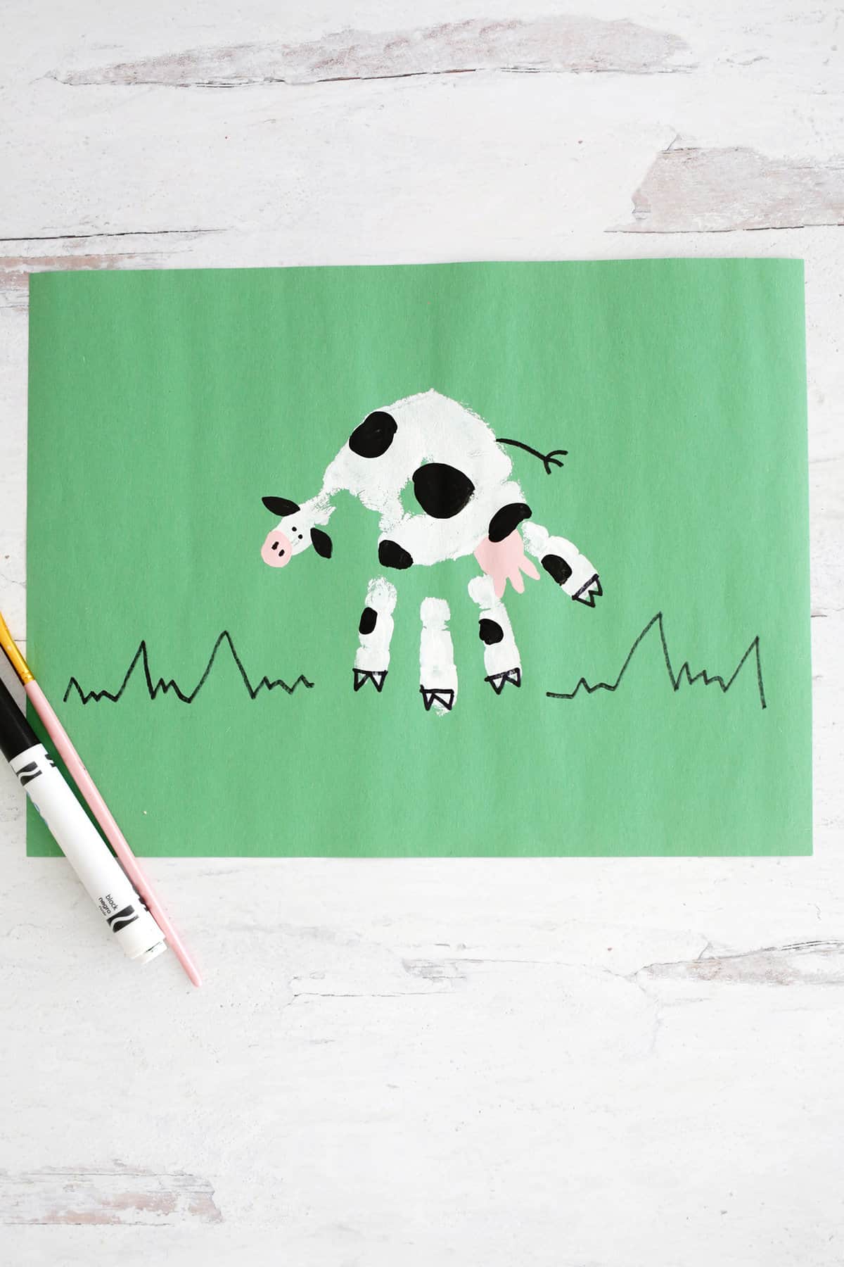 cow handprint animal crafts for kids