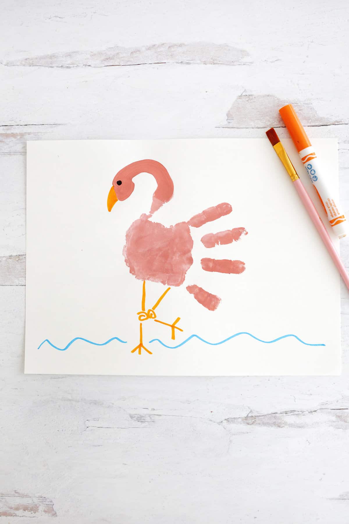flamingo handprint animal crafts for kids