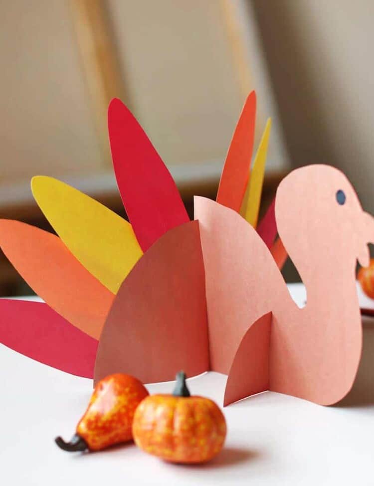 paper turkey made from printable turkey template.