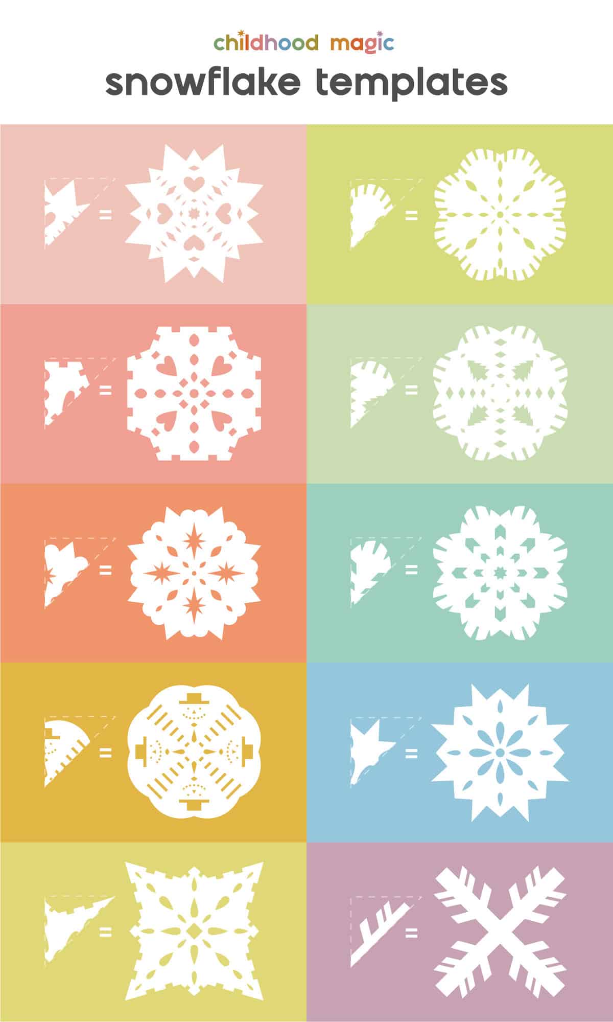 graphic with paper snowflake designs. 