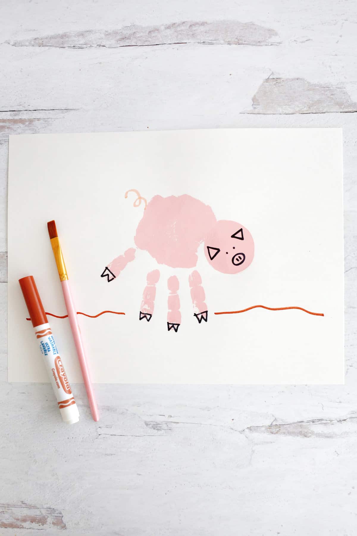 handprint pig animal craft for kids