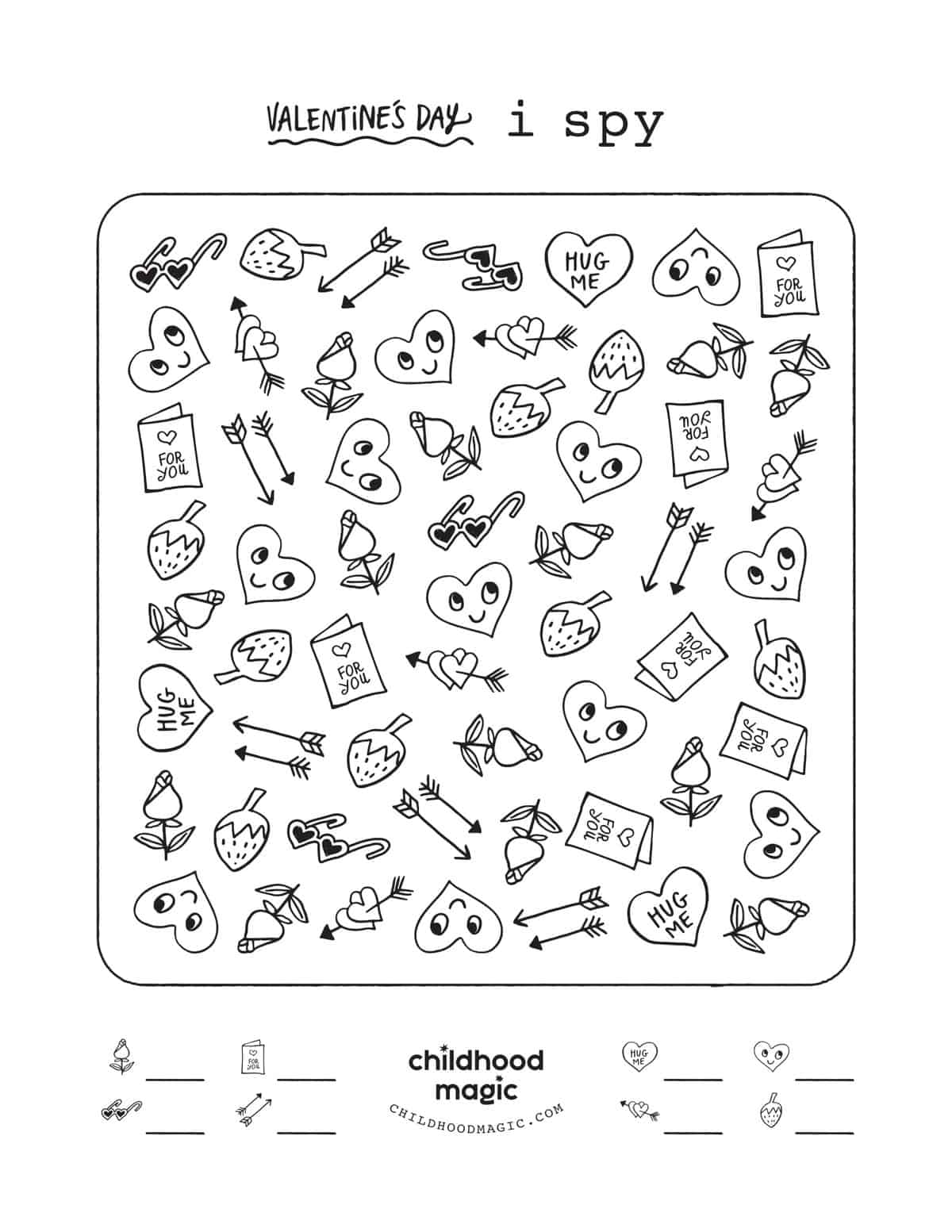 Valentine's Day I Spy Game Free Printable Childhood Magic