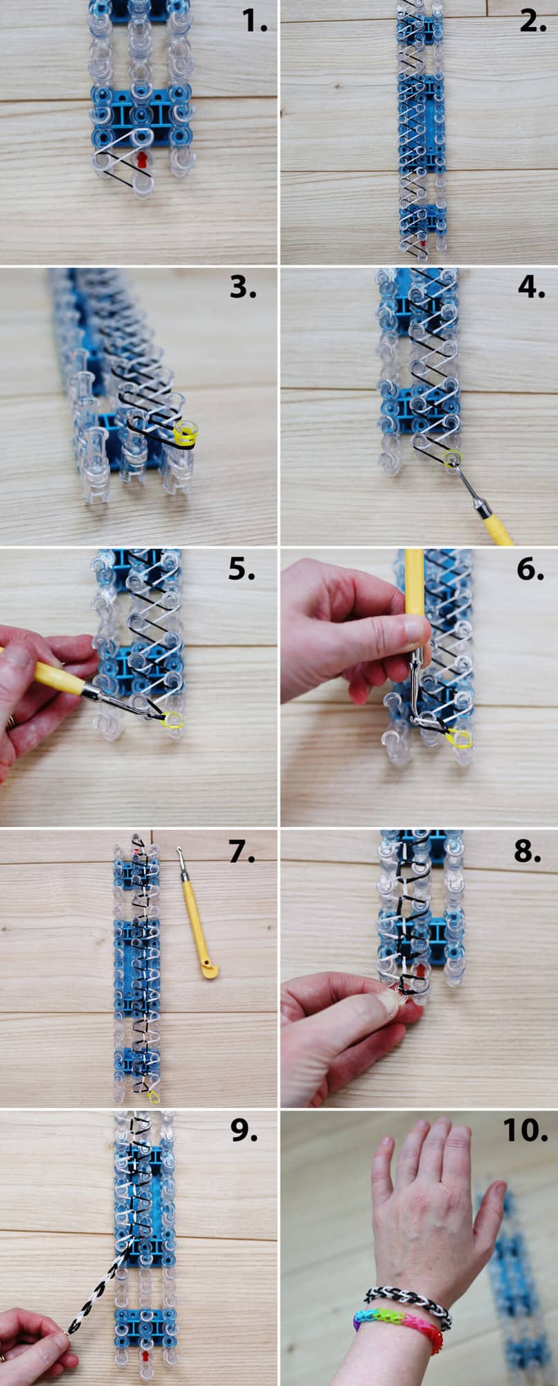 RUBBER BAND bracelets - Make it {{without}} a loom! VIDEO TUTORIAL