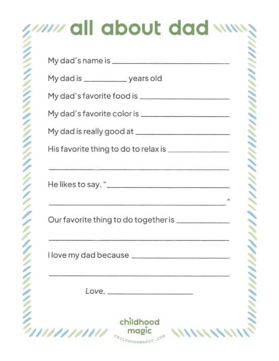 Father's Day Printable - Childhood Magic