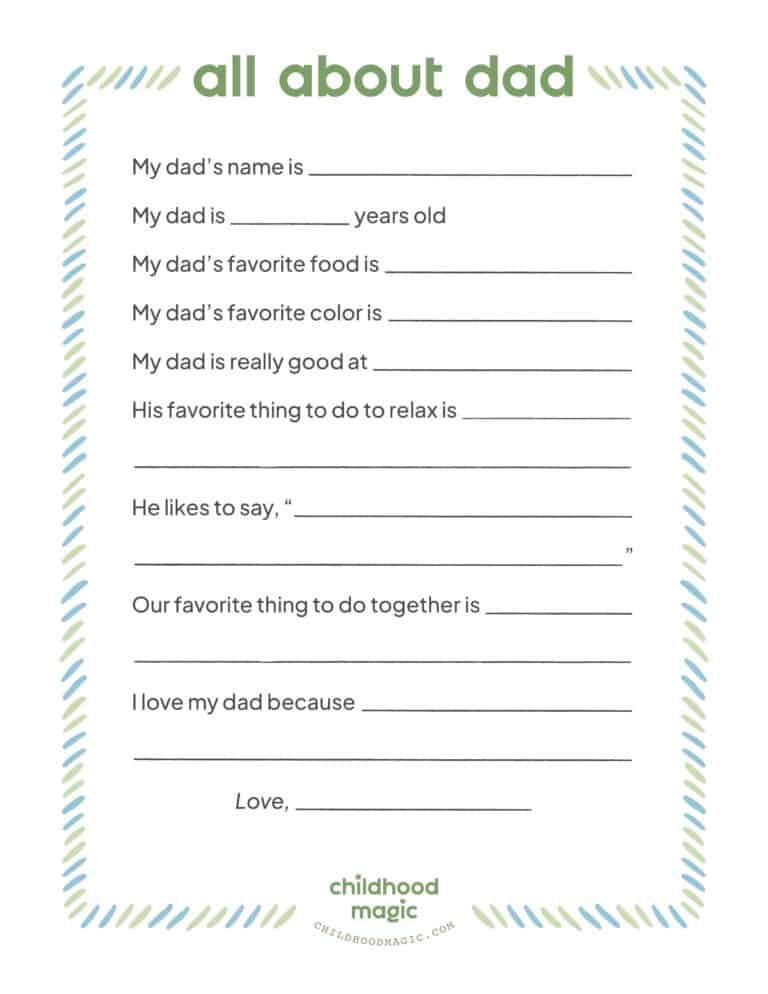 Father's Day Printable - Childhood Magic