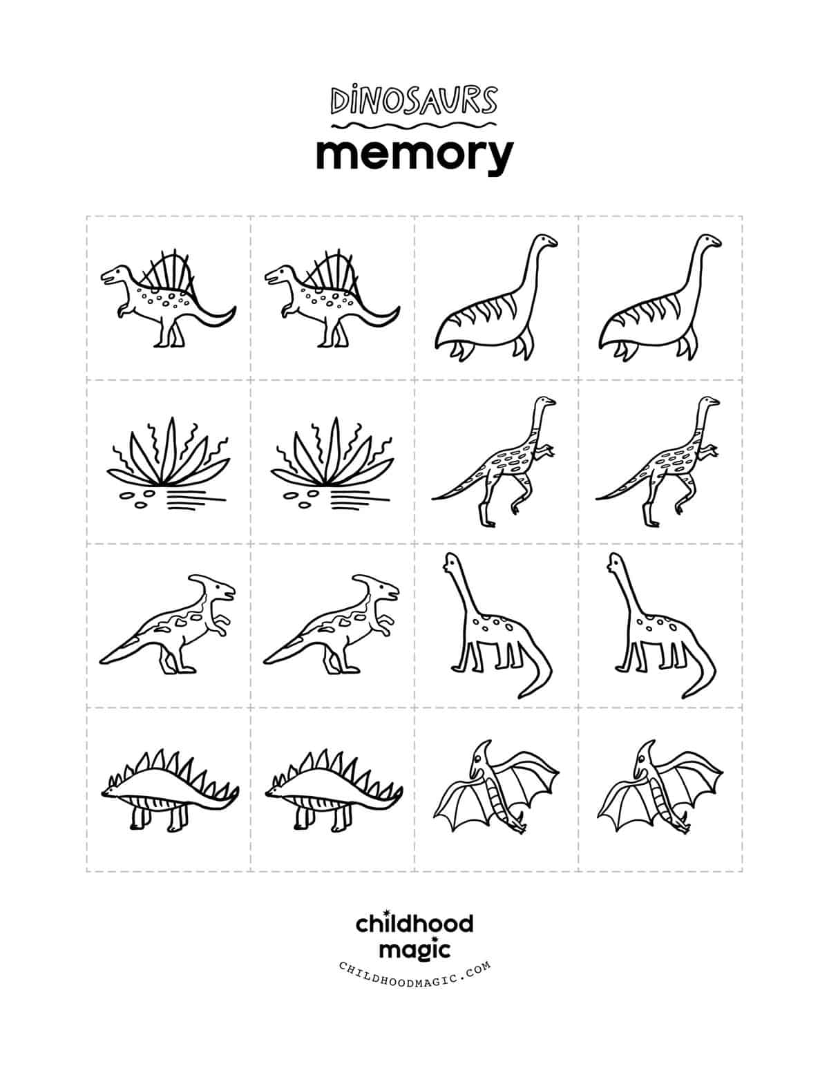 Free Printable Dinosaur Matching Game (for your dino-loving child) - The  Artisan Life