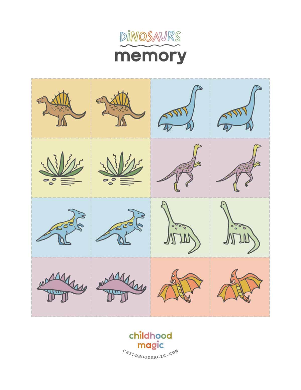 Dinosaur - Memory game free printables - Creative Kitchen