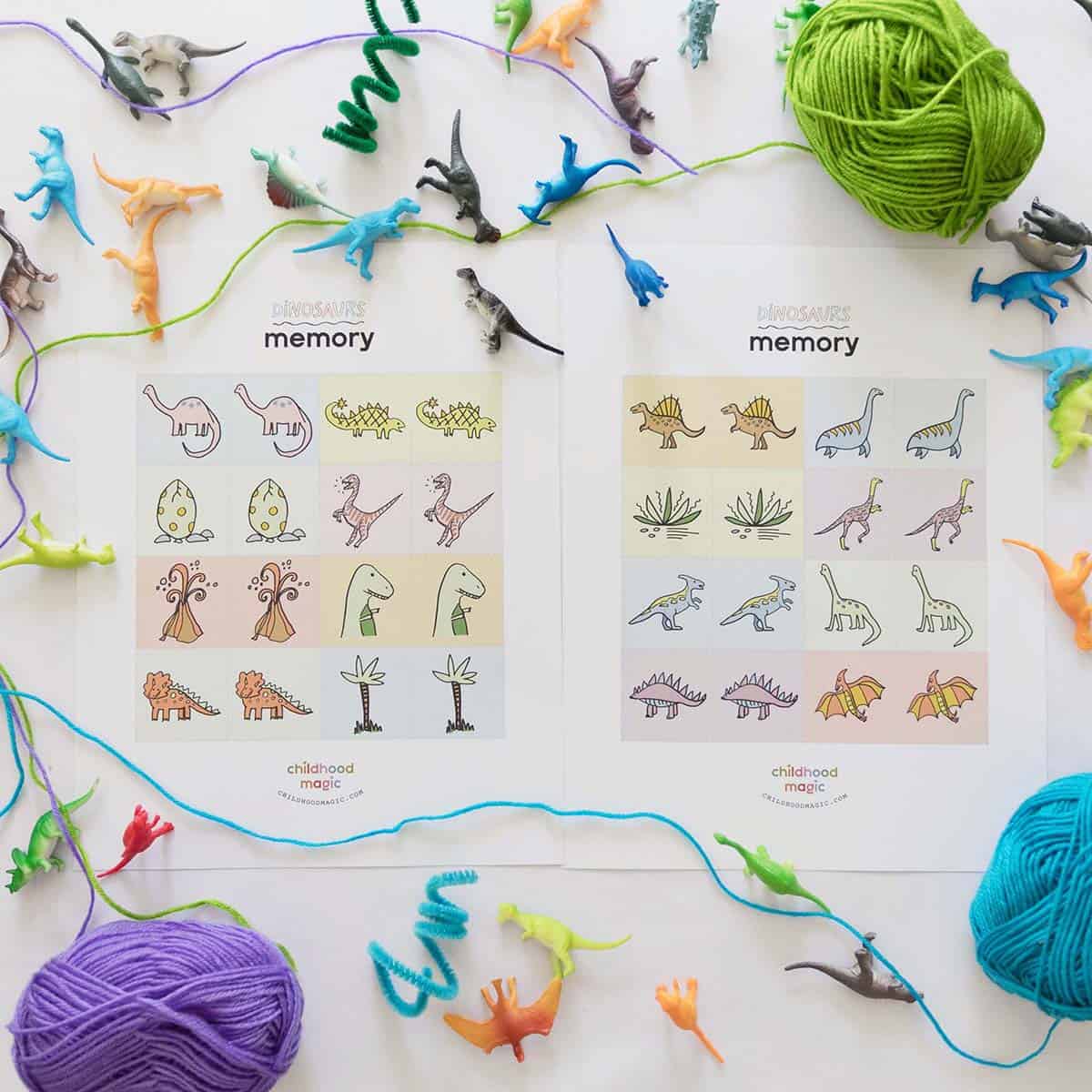 FREE Printable Dinosaur Memory Game For Kids