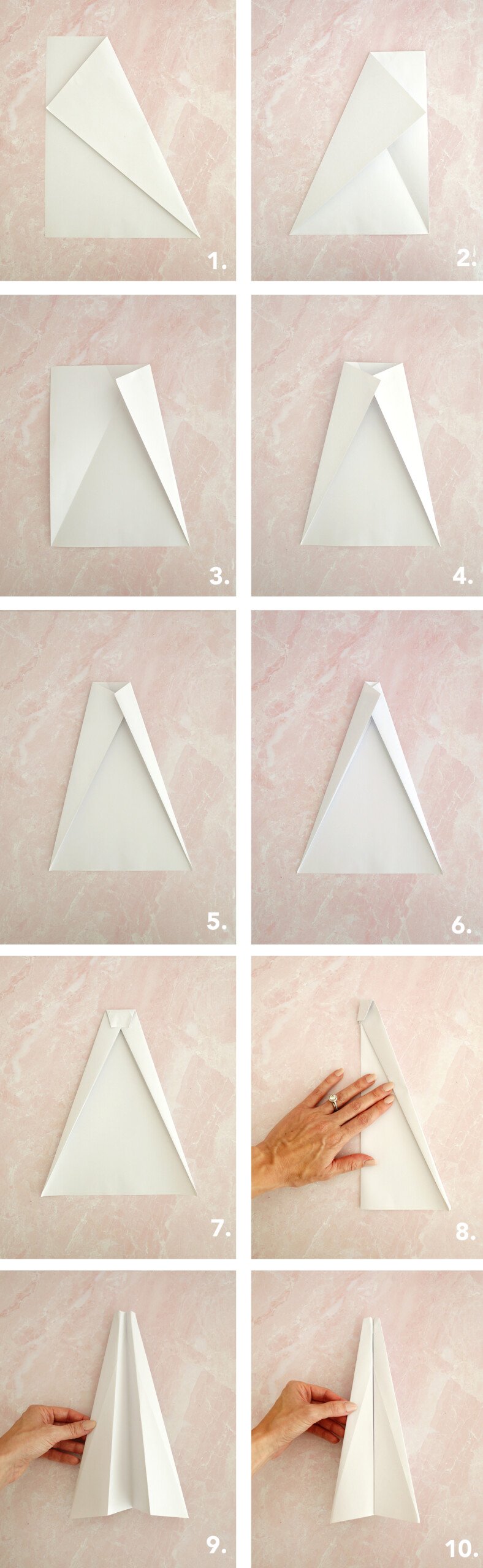 instructions for how to make a bullnose paper airplane