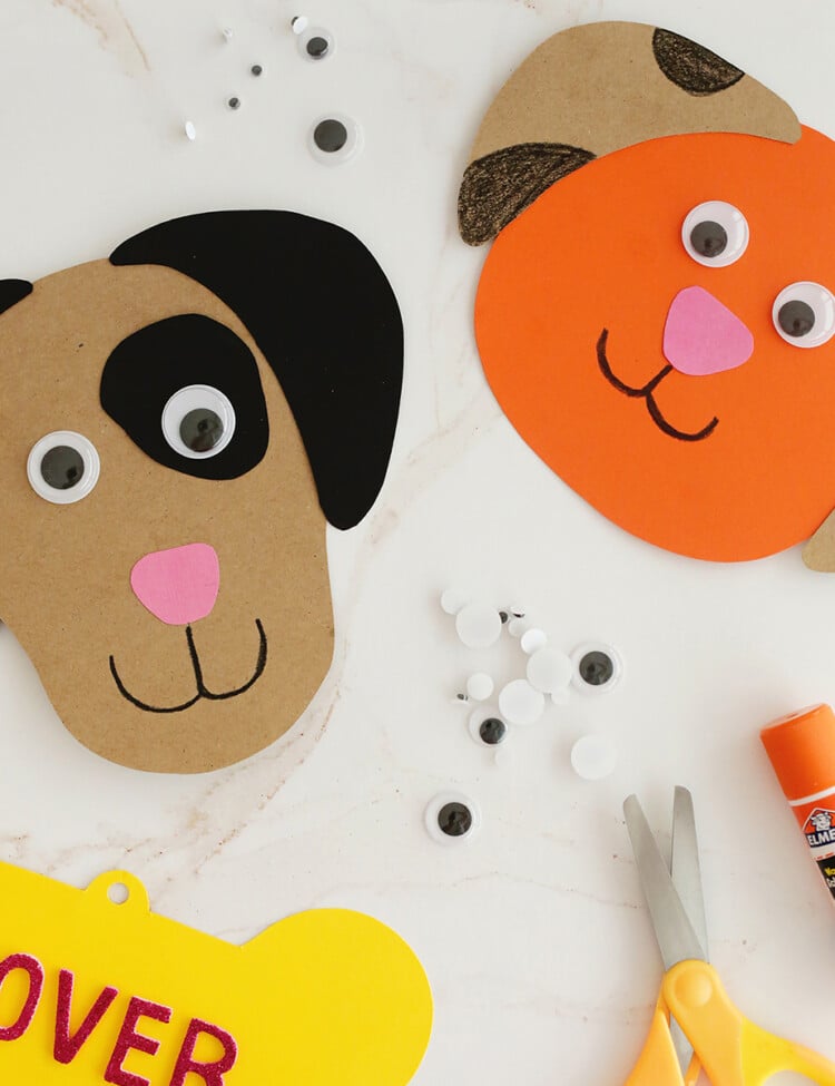 construction paper used to make a dog craft for kids.