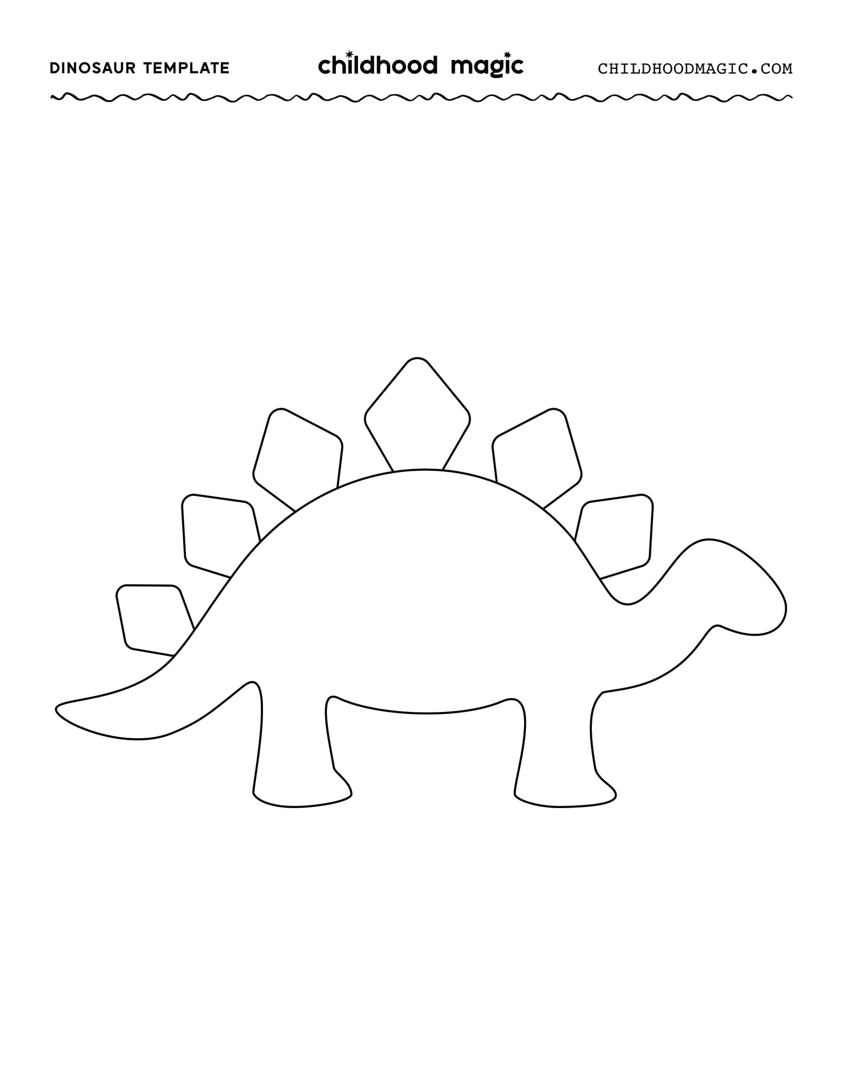 A Stegosaurus shape on a white background for printing. 