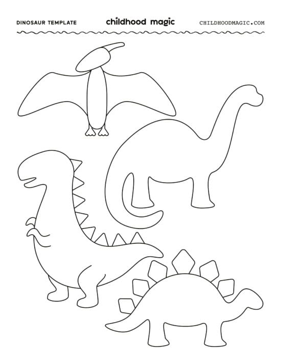Dinosaur Coloring Pages Free Printable - Childhood Magic Dinosaur Template Printable Set 5 550x712 