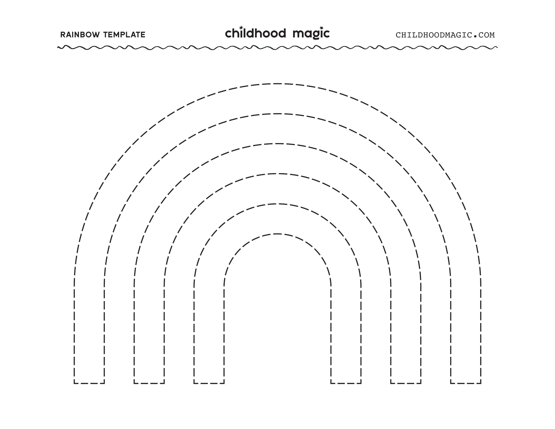 Dotted lines in arch shapes creating a rainbow on a white background. 