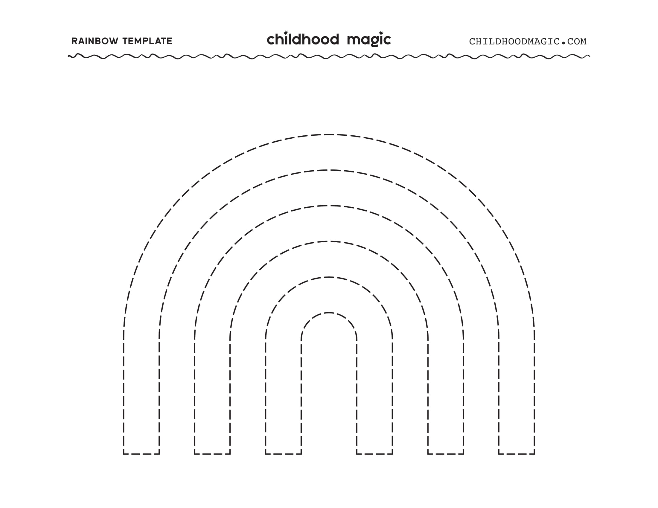 Dotted lines in arch shapes creating a rainbow on a white background. 