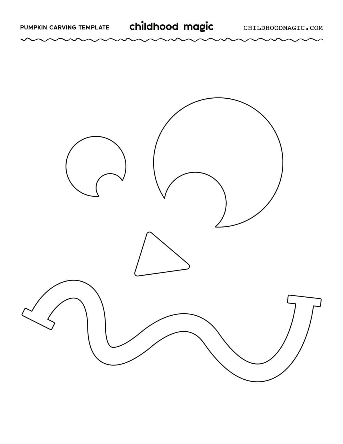 black outline of a jack o lantern face on a white background.