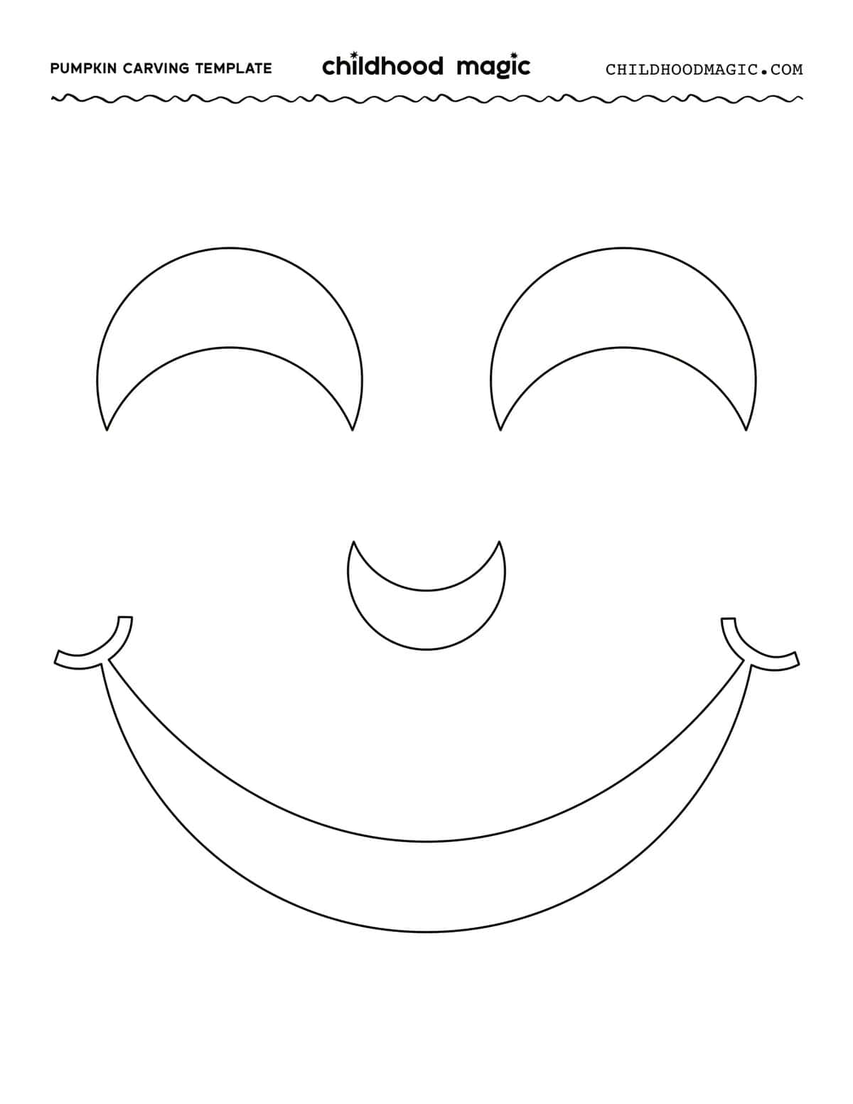 black outline of a jack o lantern face on a white background.