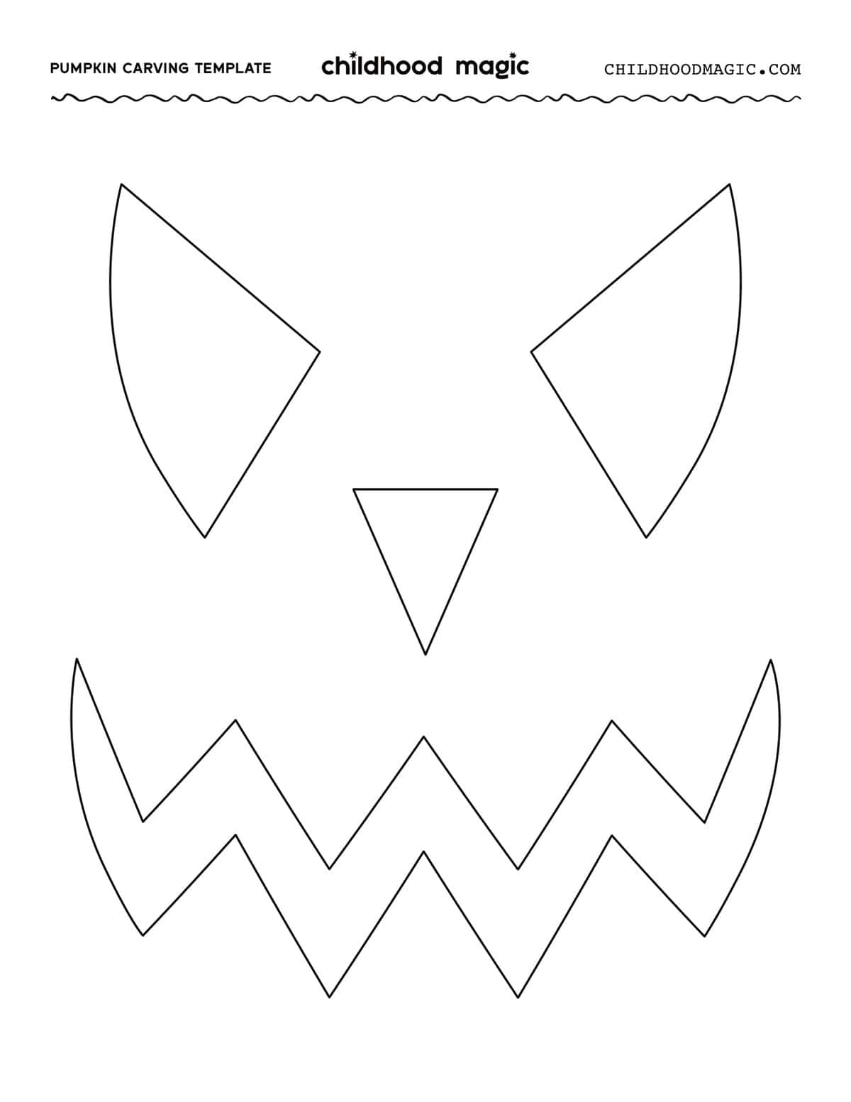 black outline of a jack o lantern face on a white background.