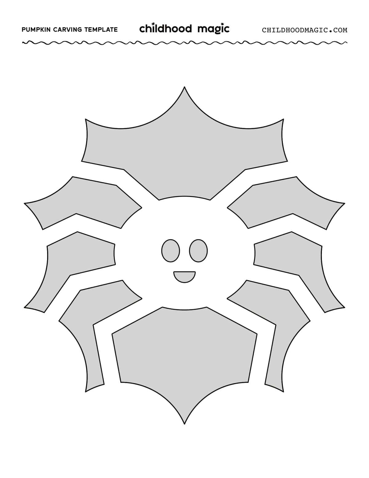 Outline of a spider on a greyed out background to be used a a pumpkin carving stencil.