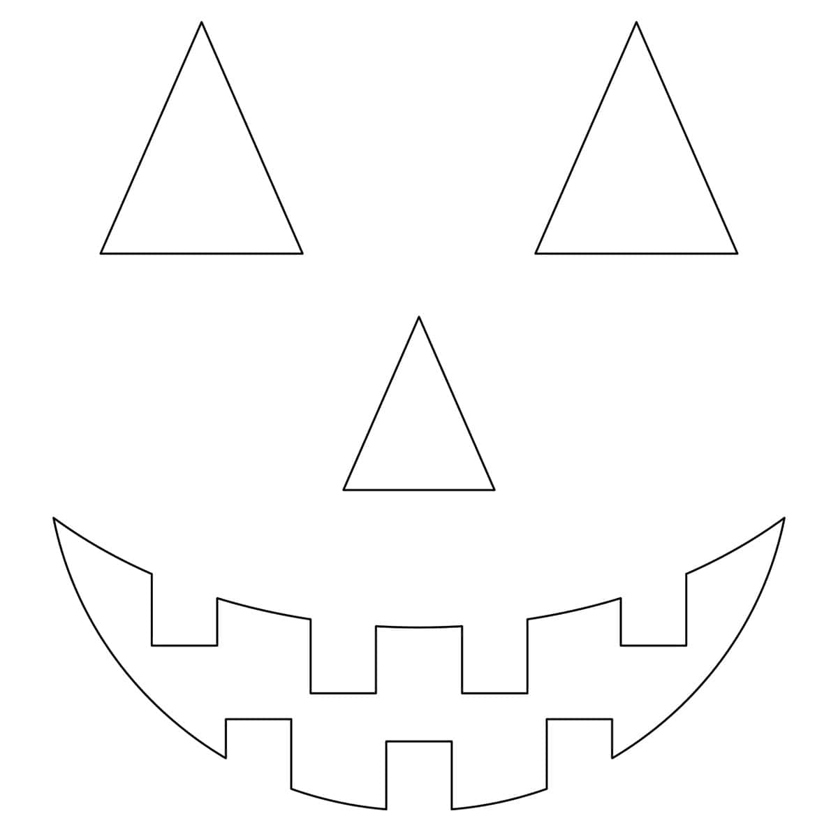 black outline of a jack o lantern face on a white background.