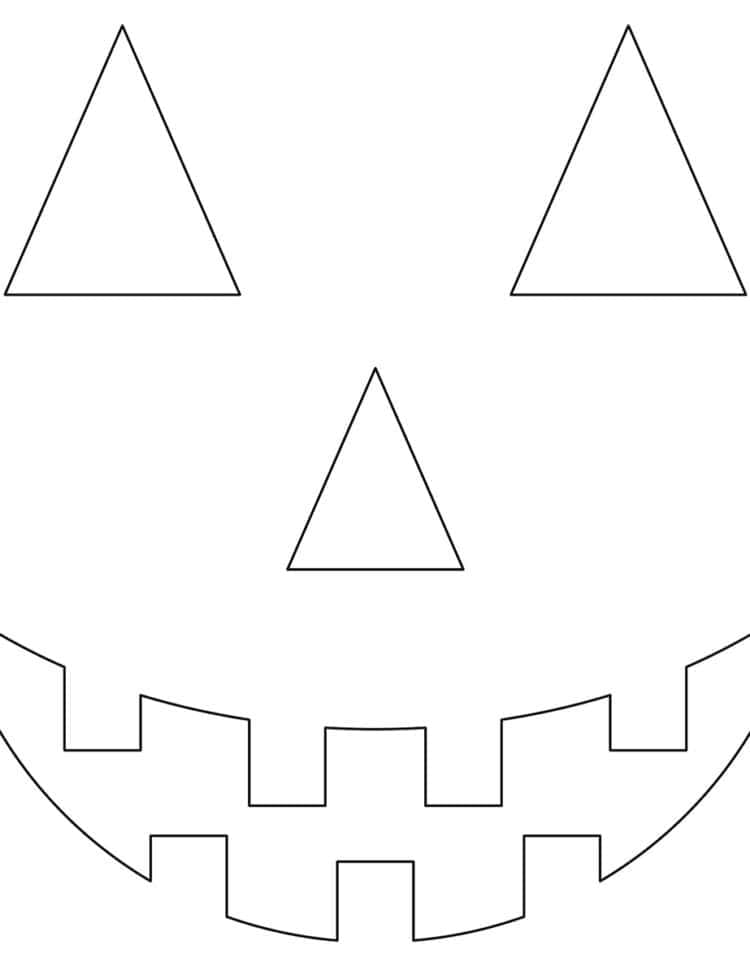 black outline of a jack o lantern face on a white background.