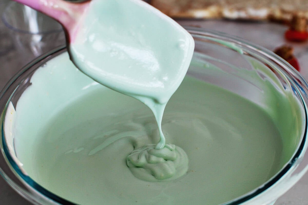 Bowl of instant pudding dyed blue with food coloring.