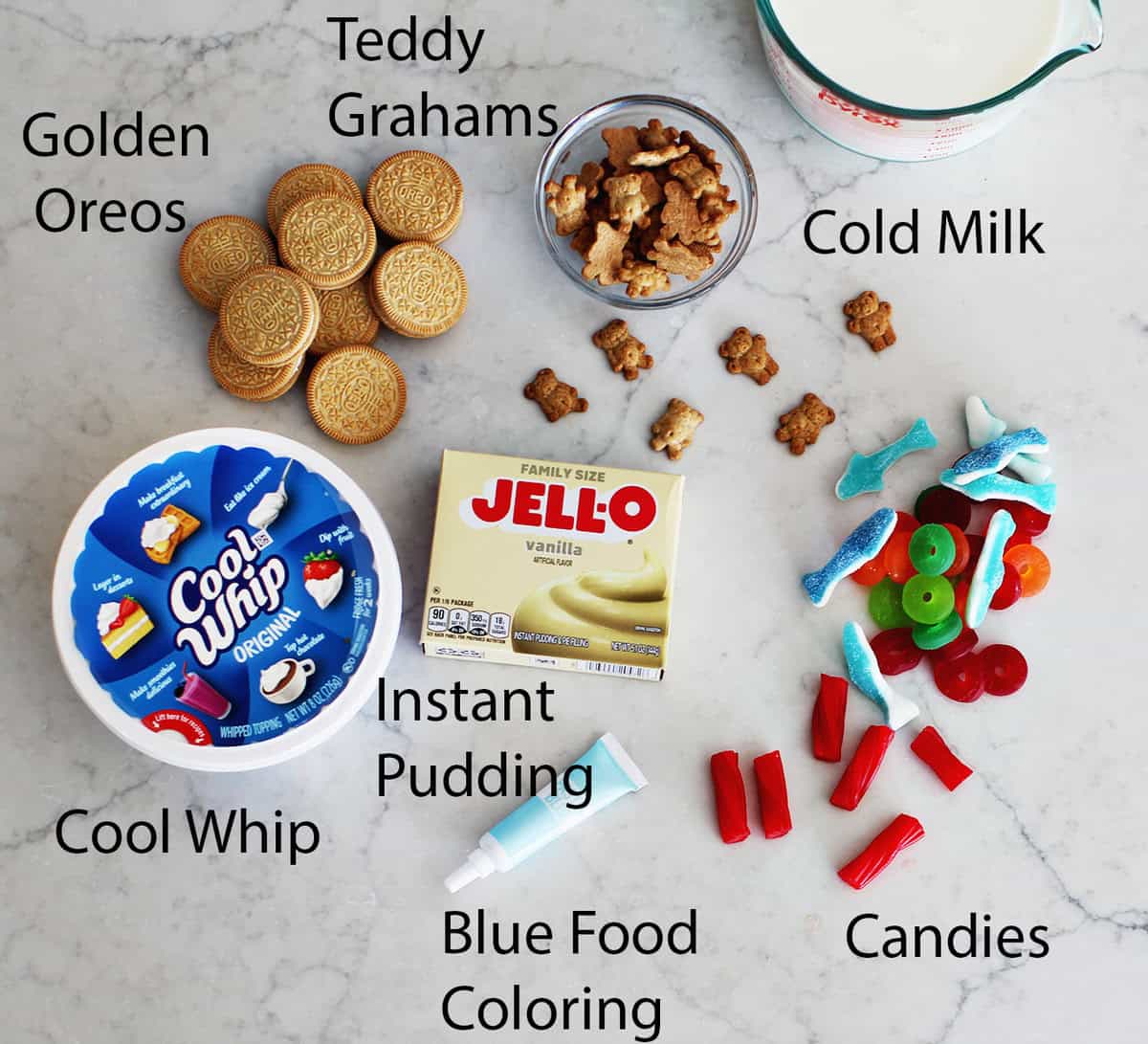 Ingredients compiled on a counter.