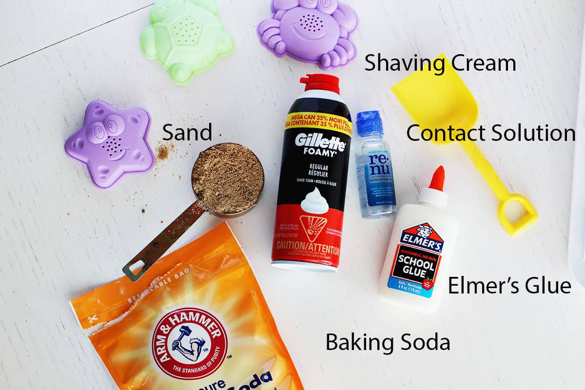 ingredients to make sand slime.