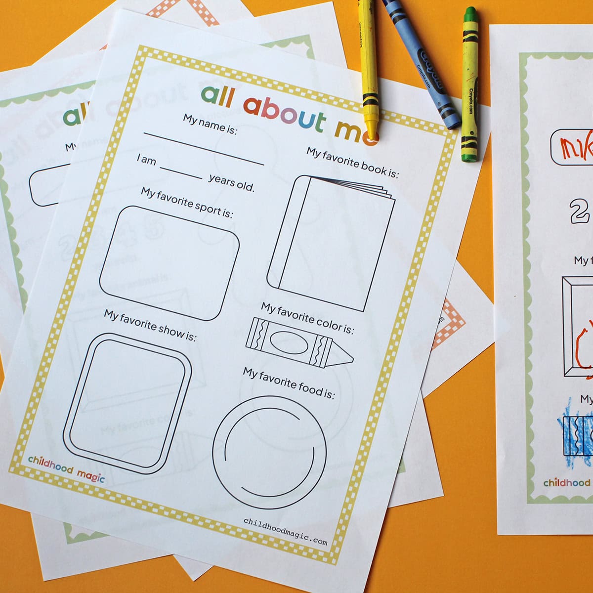 All About Me printable worksheet for kids to fill out for back to school.