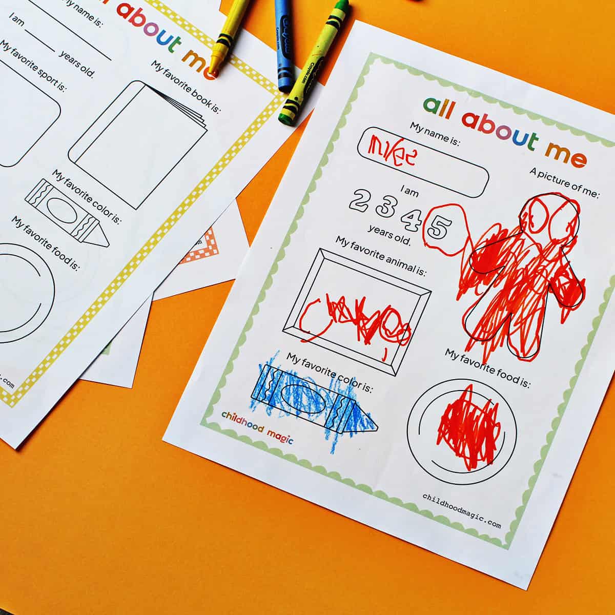 All About Me printable worksheet for kids to fill out for back to school.