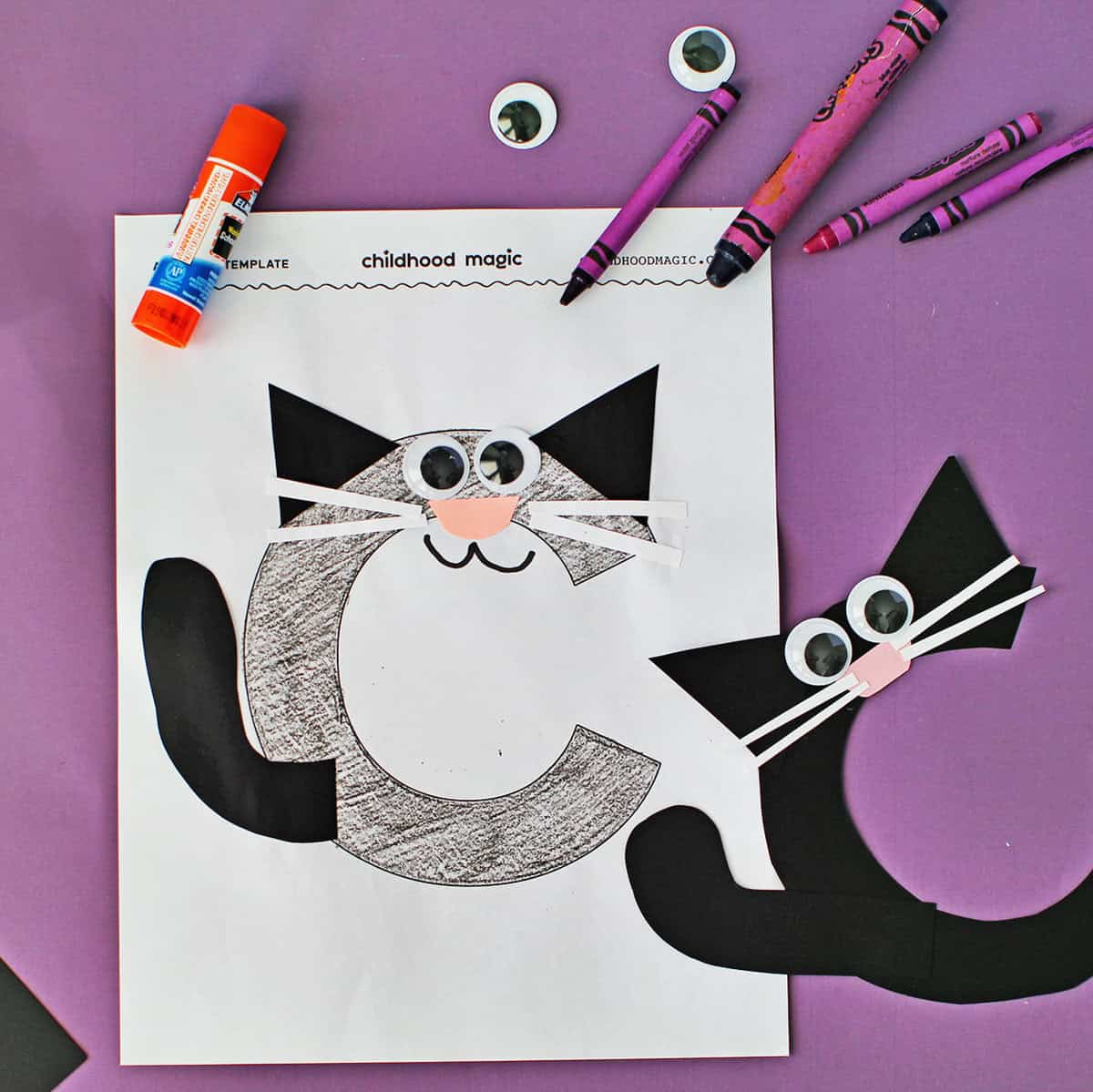 Printable with capitol letter C made to look like a cat.