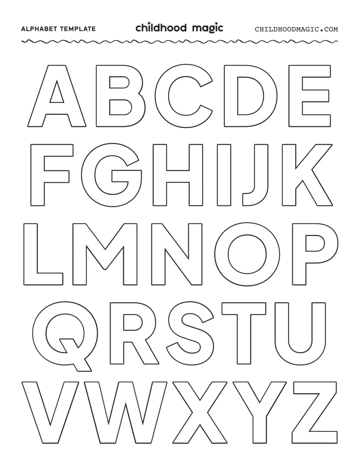 Alphabet Printable- An Uppercase Letter Template for Kids - Childhood Magic