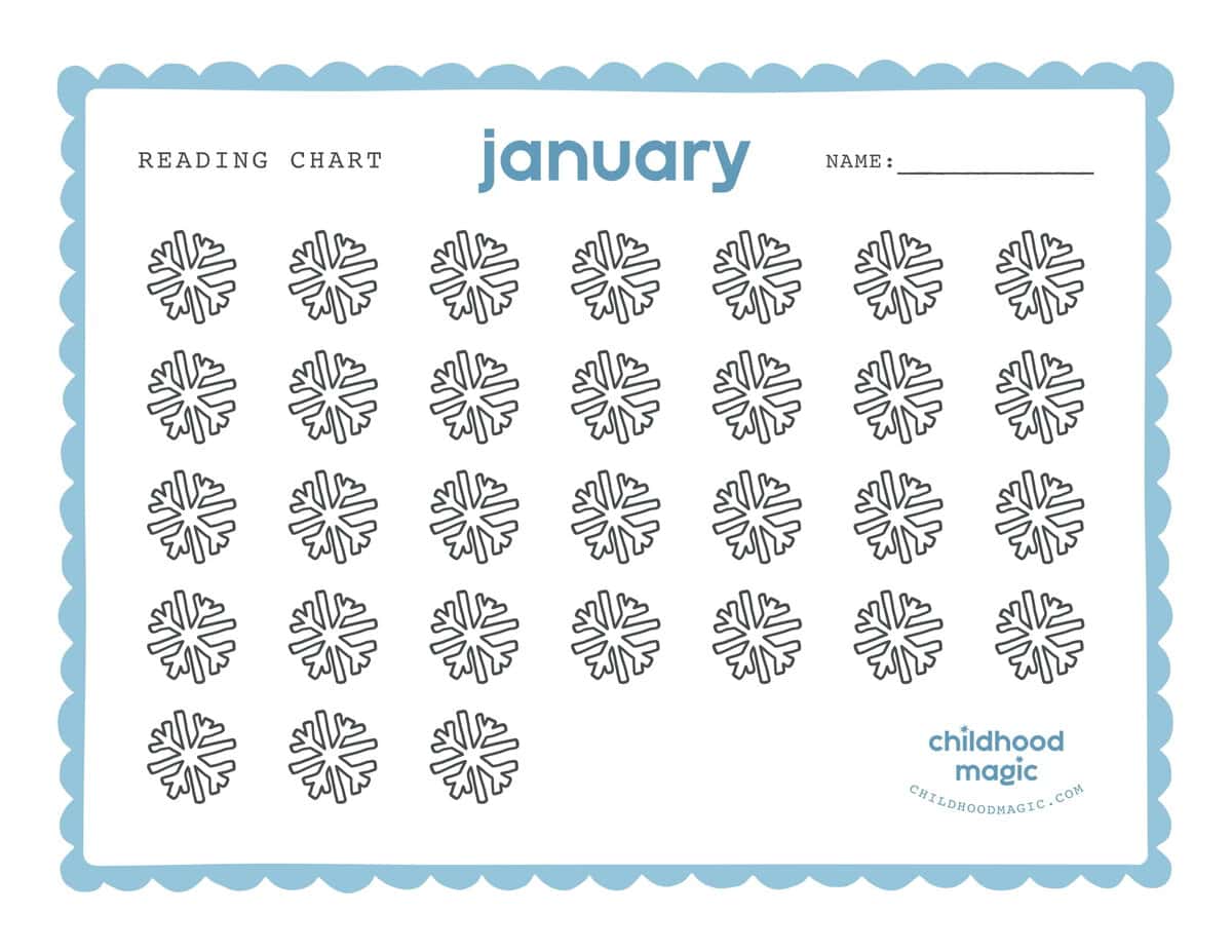 printable reading chart for kids.