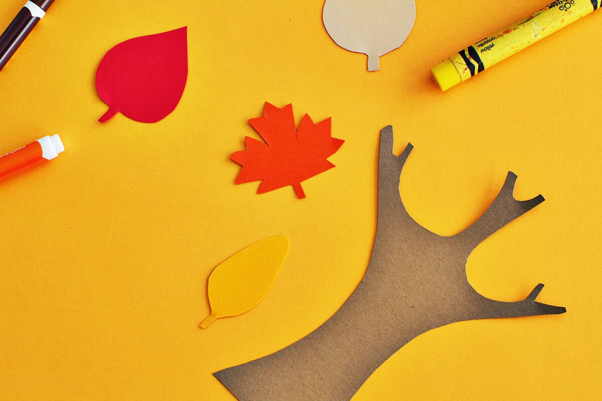 cut out tree trunk and leaves.