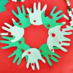 Kids handprint Christmas wreath.