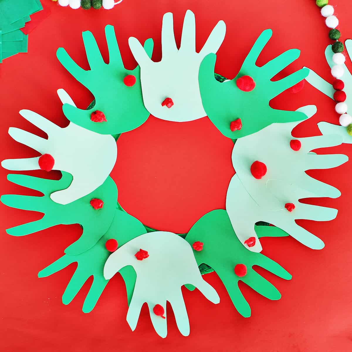 Handprint Christmas wreath.